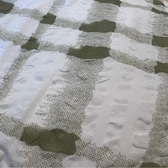 lena Mini Dress Ruffle Collar Short Puff Sleeve Preppy Plaid Green White Small S - Picture 8 of 16